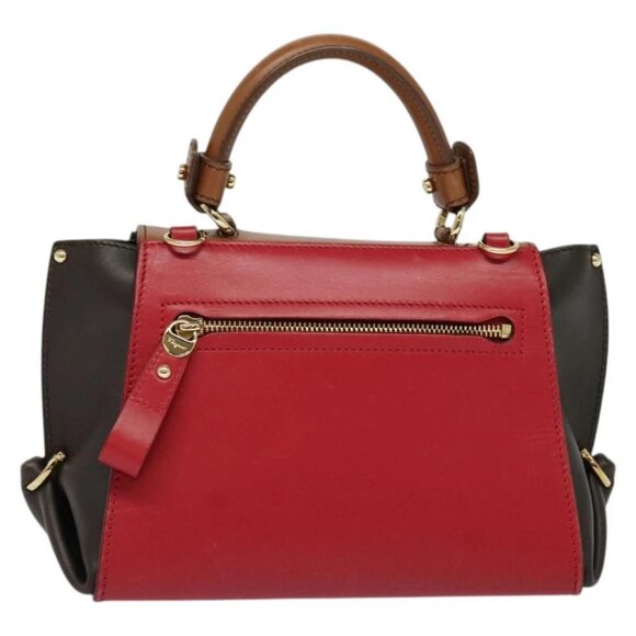 Salvatore Ferragamo Gancini Hand Bag Leather 2way Red Gold Auth 131642 - Picture 2 of 16